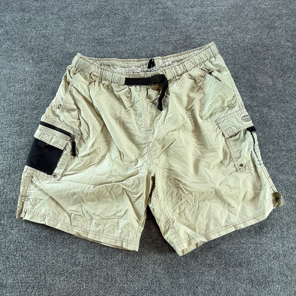 Weekender Traveler Adventure Mens XL Khaki Nylon Cargo Shorts Belted Gorpcore